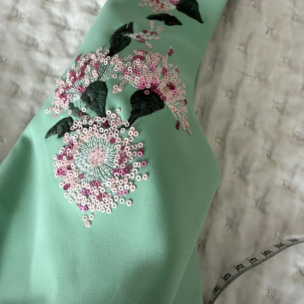 NWT Chiara Boni La Petite Robe One Shoulder Cocktail Dress Sequin Floral IT40/4 - Picture 13 of 16